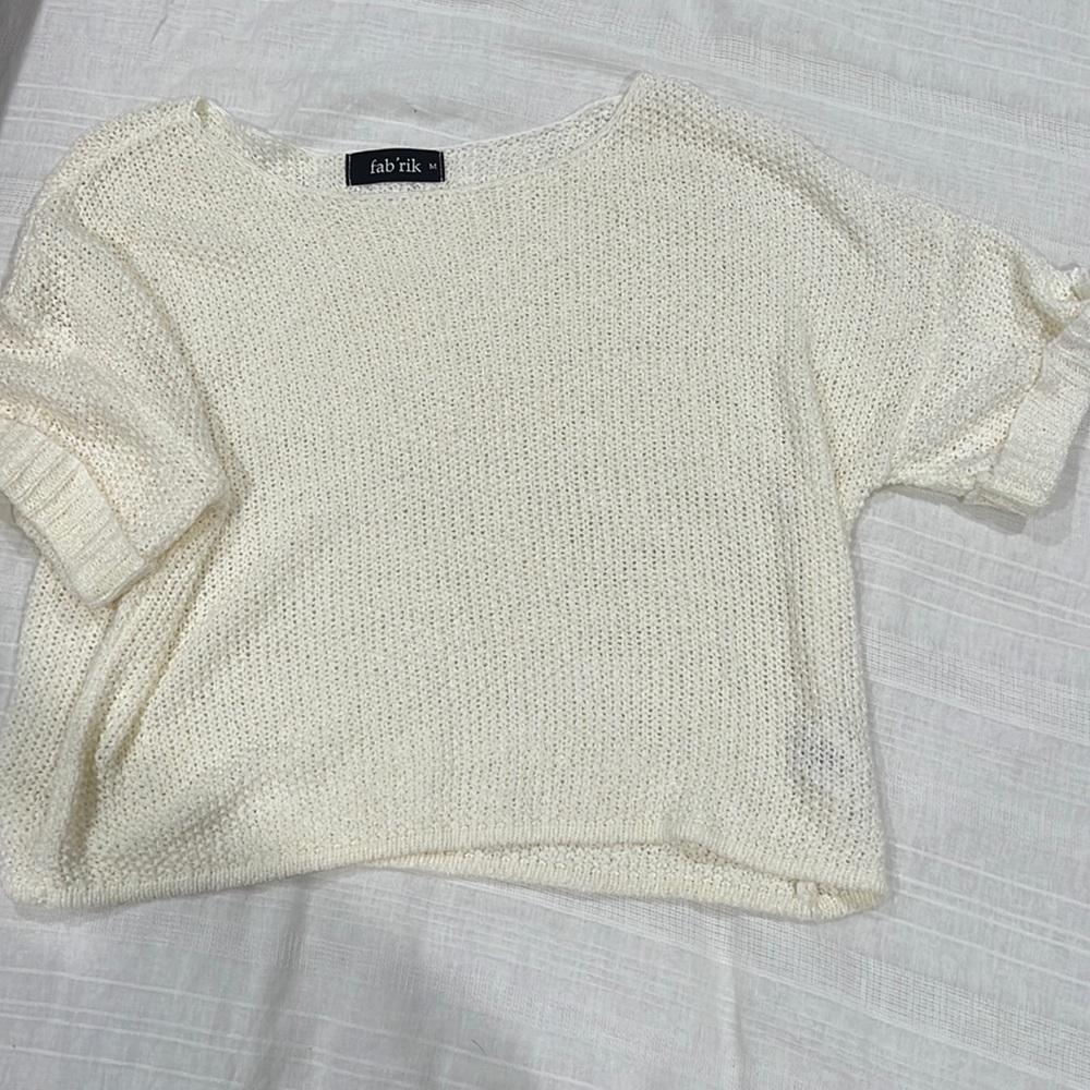 Fabrik Size Medium — White Crocheted Top